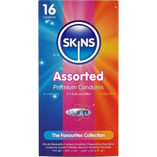 Assorted Condoms SKINS Pack 16 with Vanilla Scent