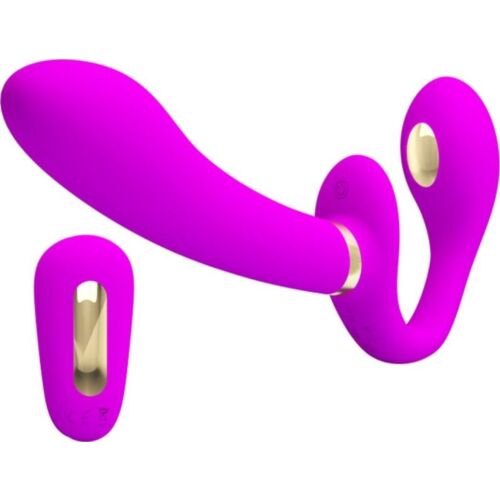 Double Strap-On Vibrator Pretty Love Thunderbird with Remote Control