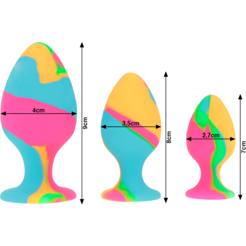 Anal Plug Set INTENSE with Bright Tie-Dye Design