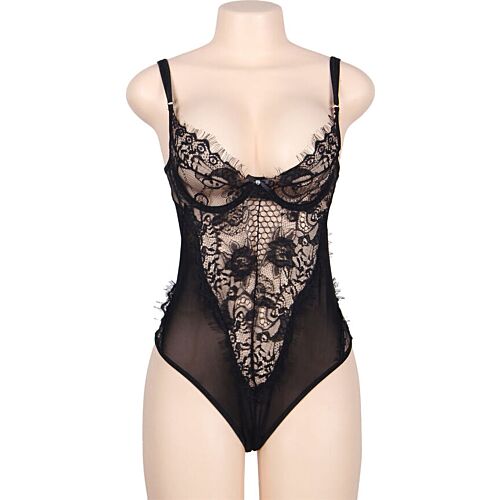 SUBBLIME Queen Plus Floral Lace Fringed Teddy