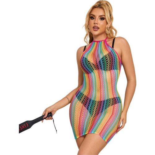 Fishnet Dress SUBBLIME Rainbow Design One Size