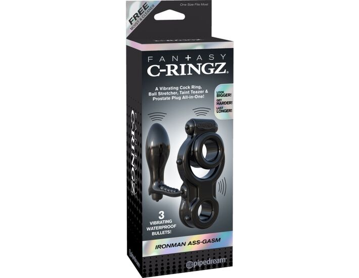 Ironman penis ring with black plug