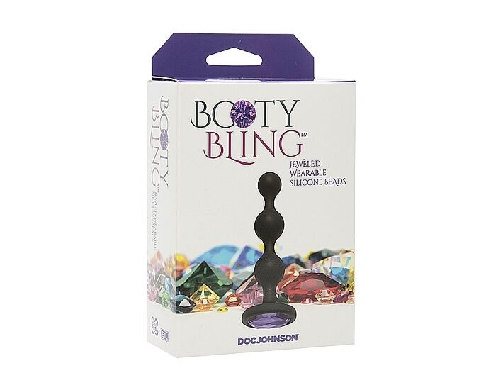 Booty bling - plug anal de silicona con perla - morado