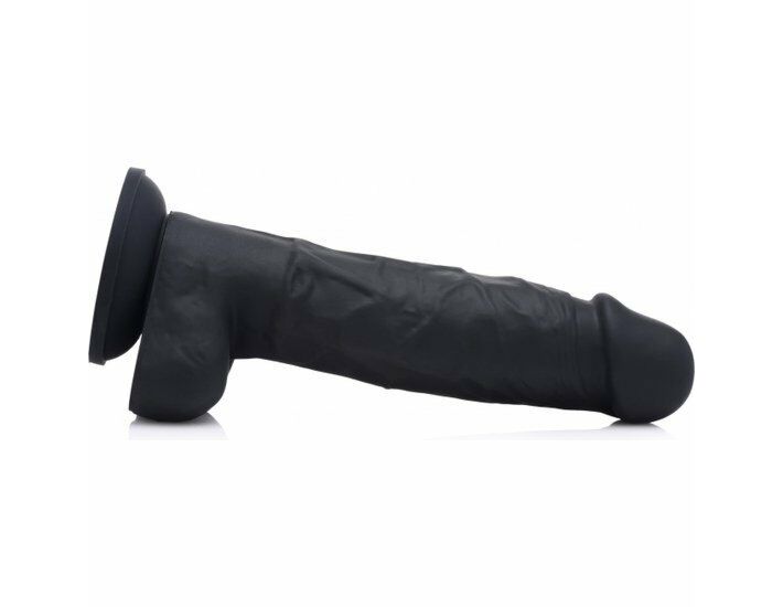 Su, silicone masturbator with testicles - black