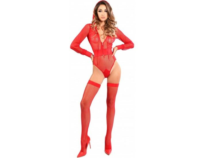Body manga larga con capucha - rojo