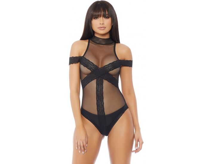 Breakdown teddy body negro con transparencias