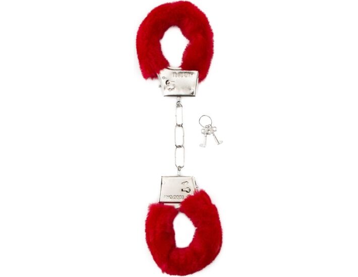 Shots furry red handcuffs