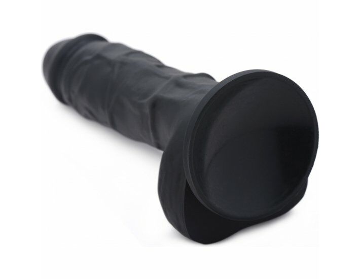 Su, silicone masturbator with testicles - black