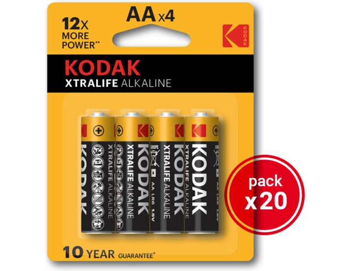 Kodak xtralife alkaline aa - 20 packs de 4uds