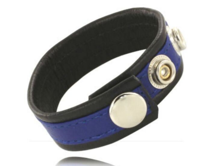 Blue-Black Penis Strap - Leather Flex