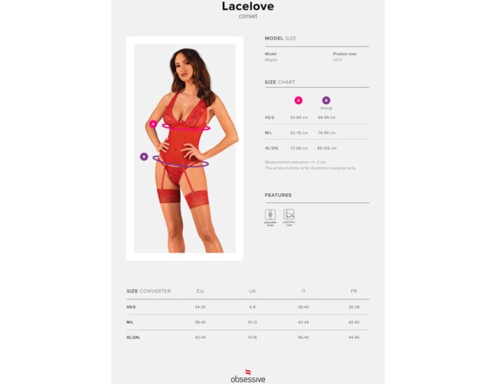 Corset LaceLove Red XL/XXL