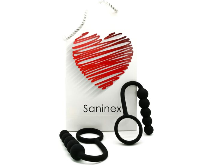 Saninex duplo - plug anal con anillo - negro