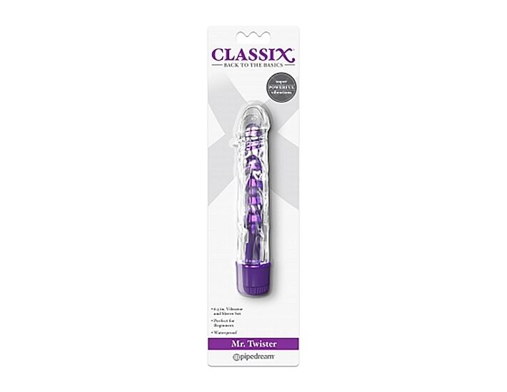 Mr. twister metallic vibrador con funda - morado
