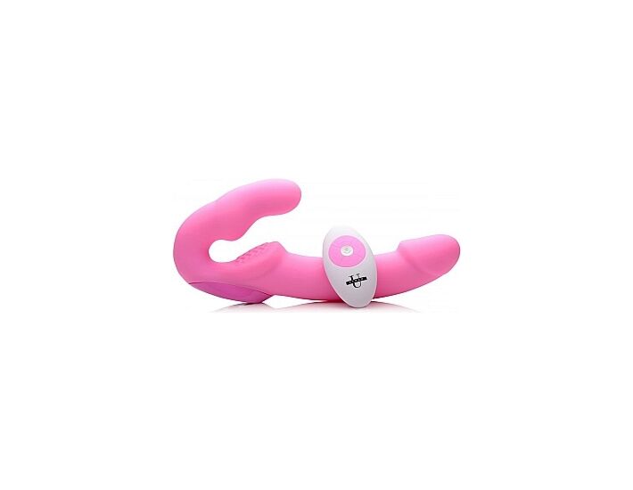Arnés vibrador de silicona sin sujeción - rosa