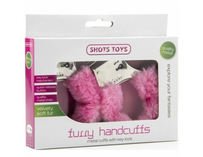 Shots furry red handcuffs