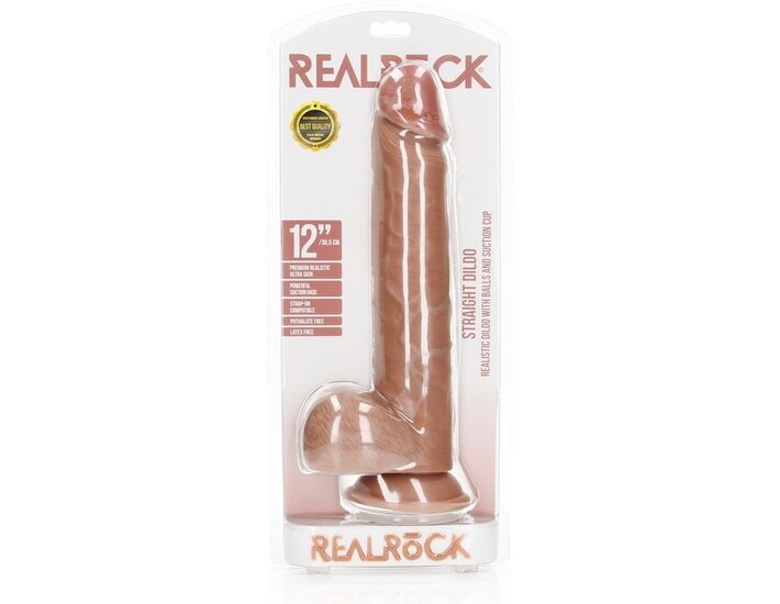 RealRock - Realistic Penis with Testicles and Suction Cup - 12'' / 30.5 cm