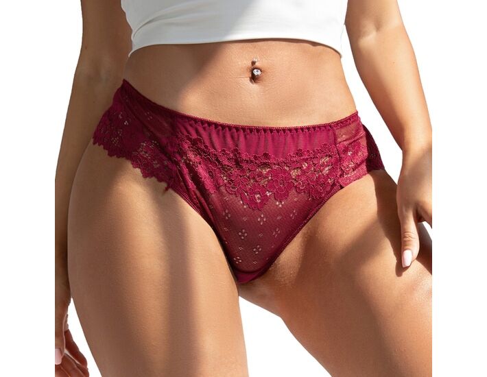 Red Wine Floral Lace Panties