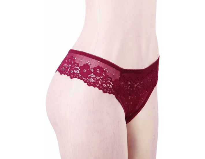 Red Wine Floral Lace Panties