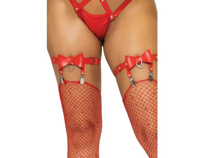 Red Vegan High Garter Belt "Seductive Skin
