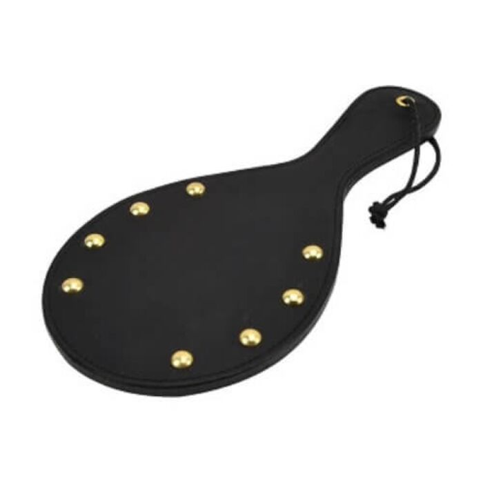 Bound Nubuck Leather Paddle with Brass Stud Detail Bound Nubuck Leather Paddle with Brass Stud Detail