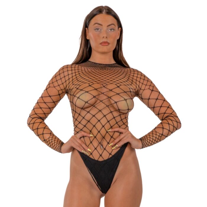 Bodysuit Lace LJ Fence Net Long Sleeve Thong Bodysuit Lace LJ Fence Net Long Sleeve Thong