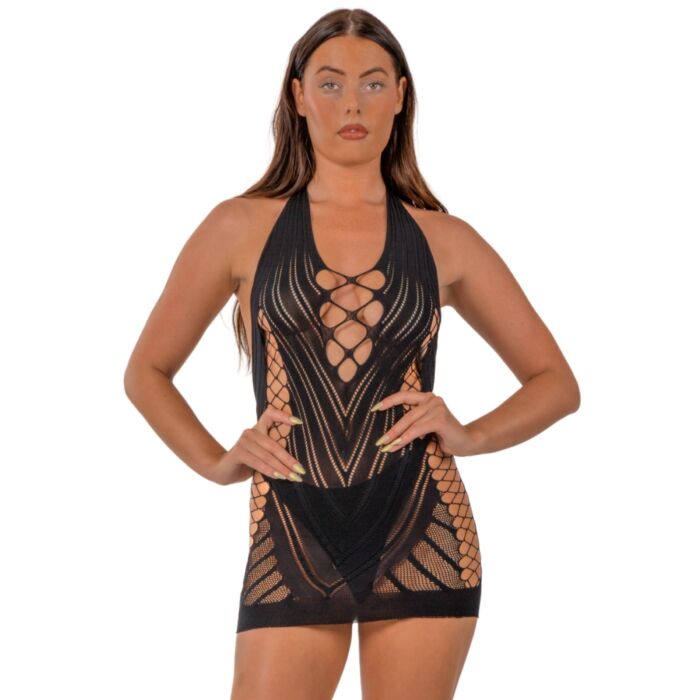 Sexy Lingerie Lace Halter Neck Dress with Faux Up Front Sexy Lingerie Lace Halter Neck Dress with Faux Up Front
