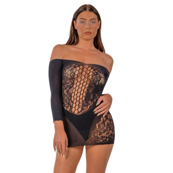 Sexy Lingerie Lace Off the Shoulder Mini Dress with Inserts Sexy Lingerie Lace Off the Shoulder Mini Dress with Inserts