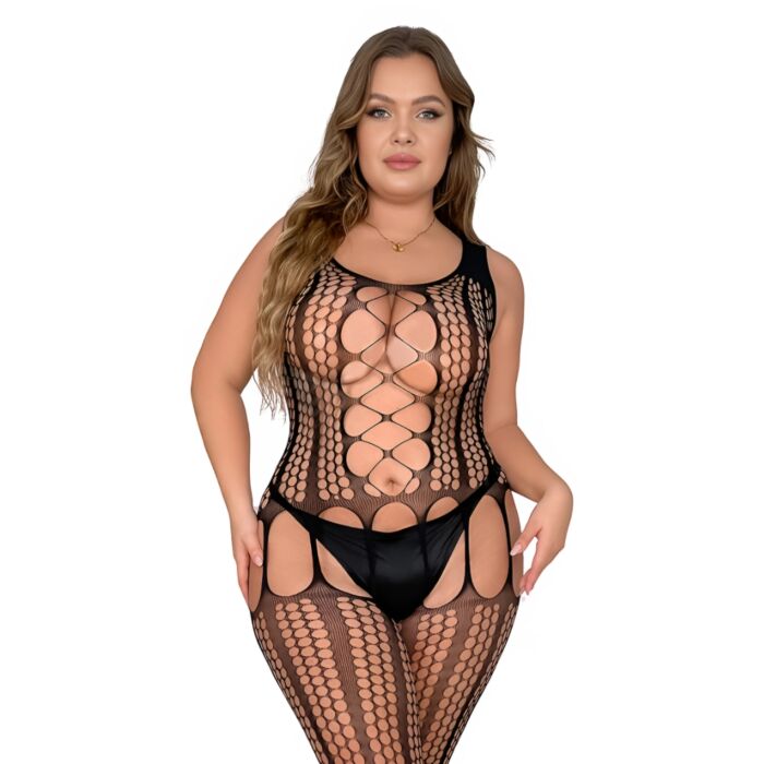 Bodystocking Lace by LJ Plus Size Up Suspender Bodystocking Lace by LJ Plus Size Up Suspender