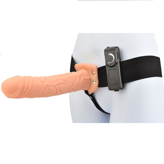Hollow Strap On Loving Joy 8 Inch Vibrating with Remote Control Hollow Strap On Loving Joy 8 Inch Vibrating with Remote Control