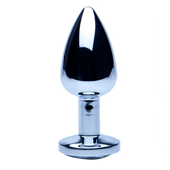 Butt Plug Precious Metals Silver Small Jewelled Base Butt Plug Precious Metals Silver Small Jewelled Base