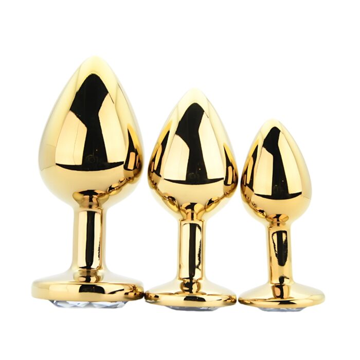 Butt Plugs Toosh Metal Gold Set of 3 Clear Stone Butt Plugs Toosh Metal Gold Set of 3 Clear Stone