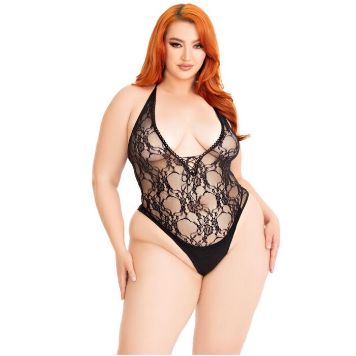 Floral Lace Deep-V Teddy Leg Avenue Plus Size Floral Lace Deep-V Teddy Leg Avenue Plus Size