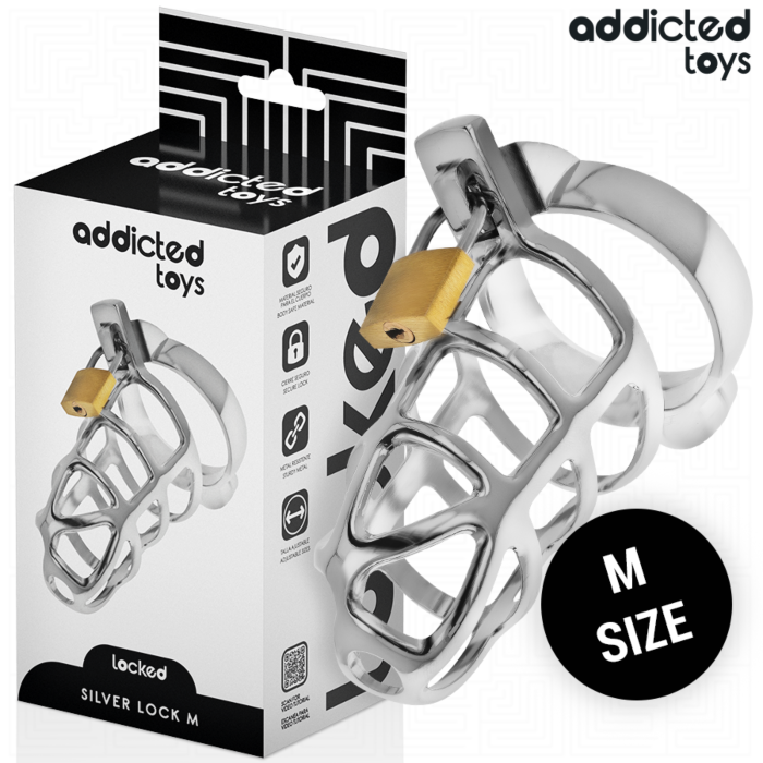 Penis Cage Addicted Toys Locked - Silver Lock Penis Cage Addicted Toys Locked - Silver Lock