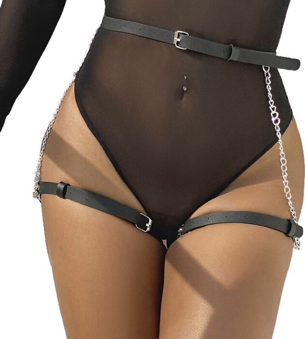 Harness Sublime Black Leather Belt - Unique Elegance