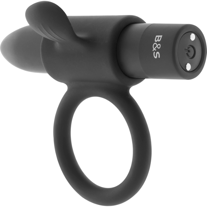 BLACK&SILVER Cameron Black Rechargeable Vibrating Ring