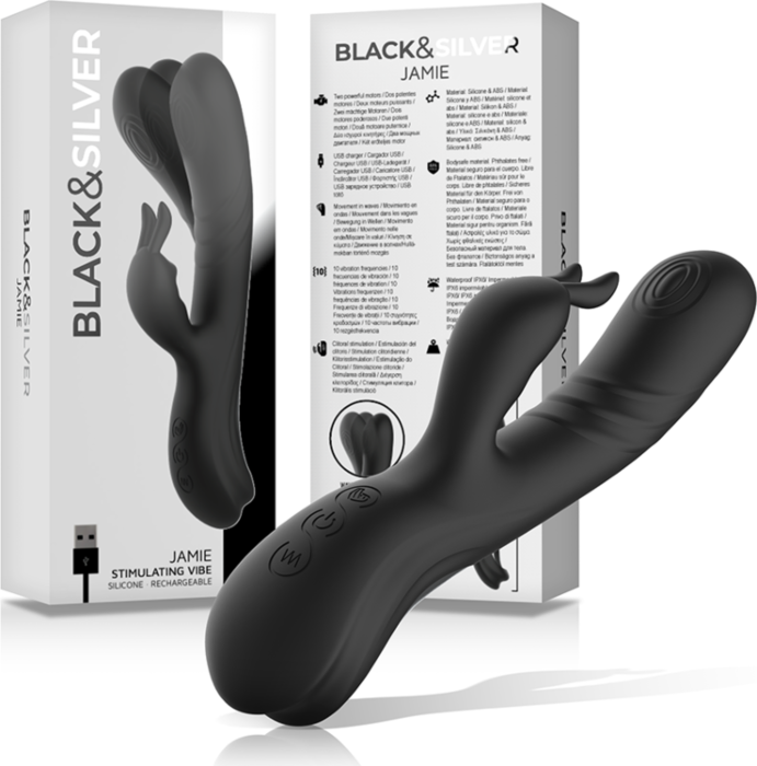 Rabbit Vibrator BLACK&SILVER Jamie | Dual stimulation