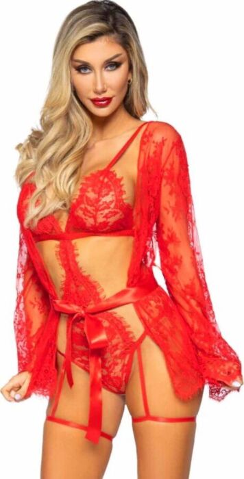 Body & Robe Set Leg Avenue 86123 Red Lace