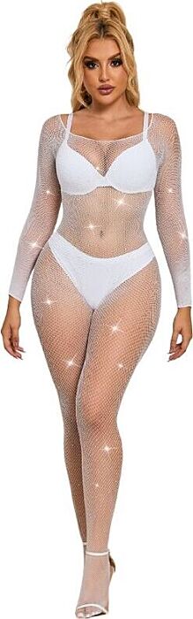 Bodystocking Sublime White Diamond Long Sleeve