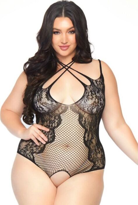 Leg Avenue crotchless net and lace teddy
