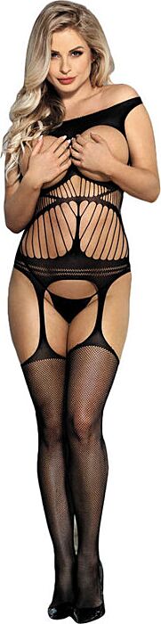 Bodystocking Sublime Crotchless Black Open Cup