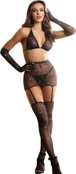 Bodystocking Sublime Black Diamond with Gloves