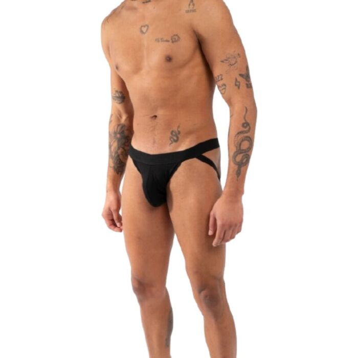Jockstrap BURN 011 DOUBLE BLACK JOCK L with Sensual Design Jockstrap BURN 011 DOUBLE BLACK JOCK L with Sensual Design