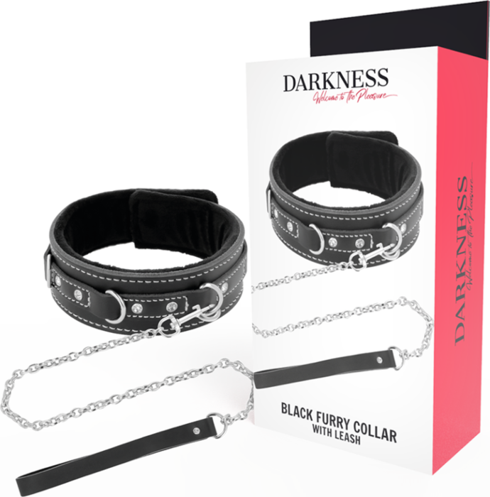 Bondage Collar DARKNESS with Leash for BDSM Play