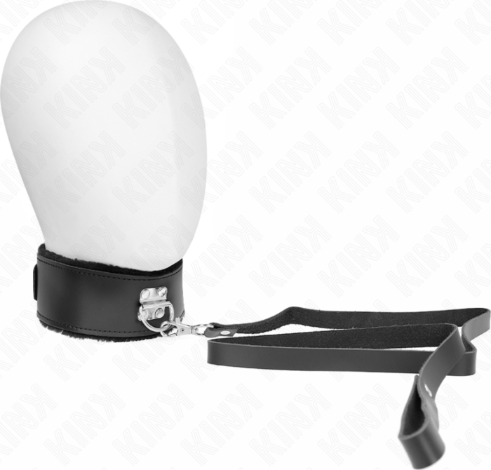 BDSM Collar KINK Adjustable Black Leather 116cm