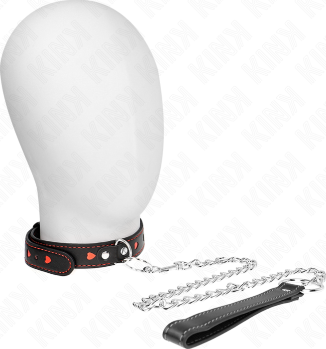 BDSM Collar KINK Heart Detail with Leash