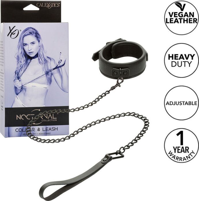 CalExotics Nocturnal Adjustable Leather Collar & Leash