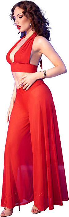 Chilirose Set Red Top & Trousers CR 4857 - Seductive Style