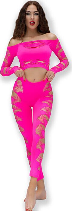 Chilirose CR 4632 Fuchsia Top & Leggings Set