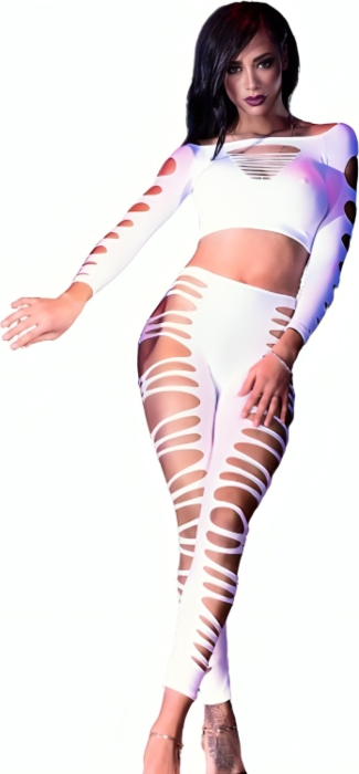 Chilirose Top & Leggings Set White S/M - Sensual Wear Chilirose Top & Leggings Set White S/M - Sensual Wear