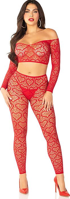 Crop Top & Stockings Leg Avenue Red Unique Fit